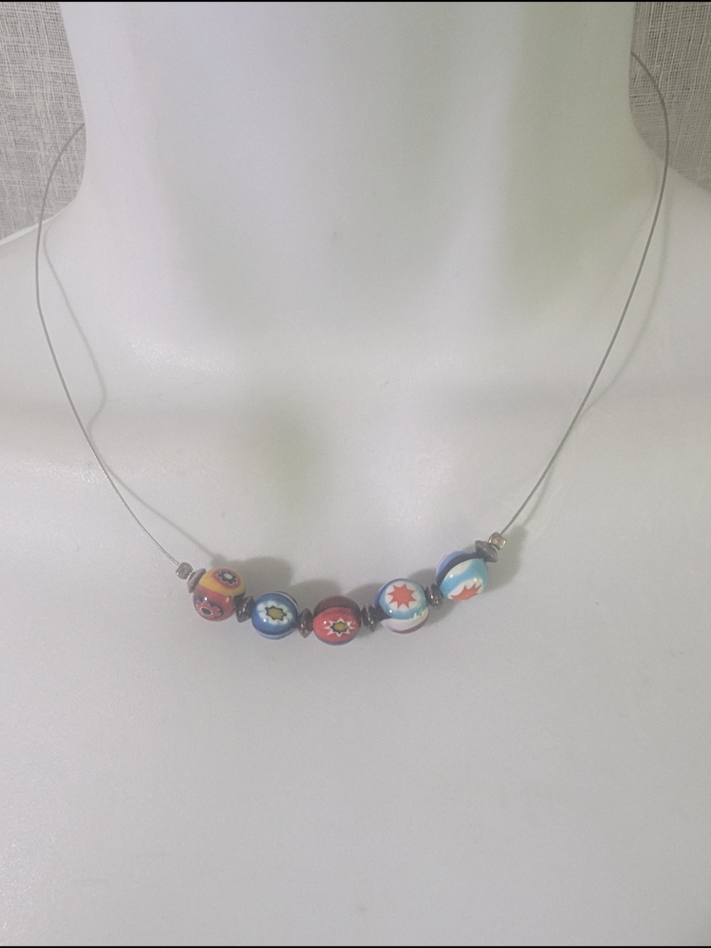 Colorful Venetian Italian Millefiori Glass Bead Necklace - Multicolor